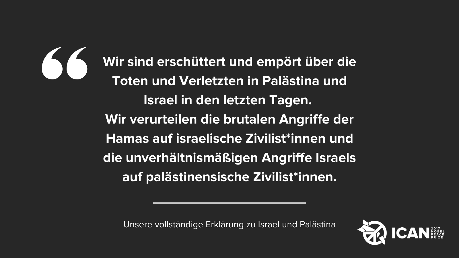 ICAN-Erklärung zu Israel und Palästina